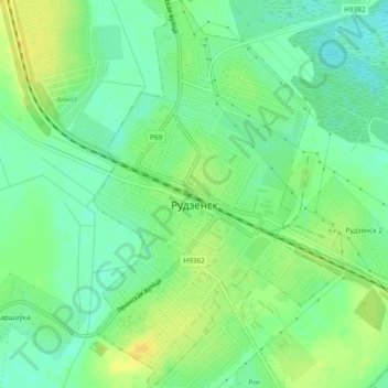 Руденск topographic map, elevation, terrain