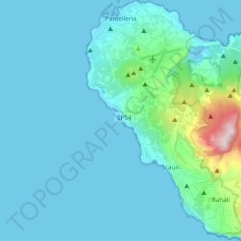 Pantelleria topographic map, elevation, terrain