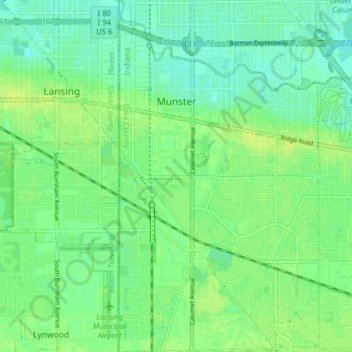 Munster topographic map, elevation, terrain