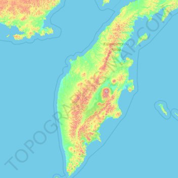 Kamchatka Peninsula topographic map, elevation, terrain