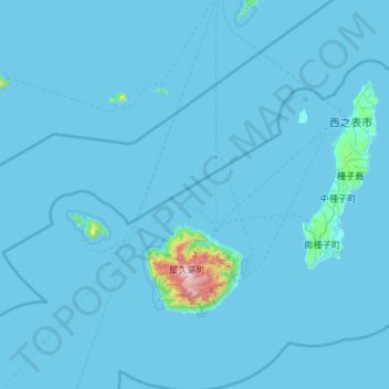 Ōsumi Islands topographic map, elevation, terrain