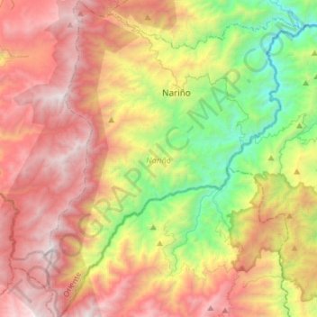 Nariño topographic map, elevation, terrain