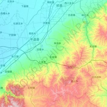 Pingyao County topographic map, elevation, terrain