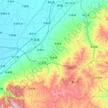 平遥县 topographic map, elevation, terrain