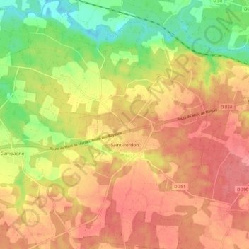 Saint-Perdon topographic map, elevation, terrain