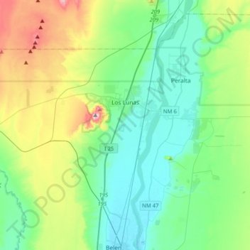 Los Lunas topographic map, elevation, terrain