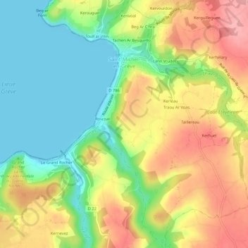 Saint-Michel-en-Grève topographic map, elevation, terrain