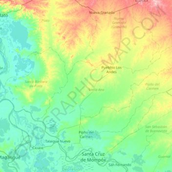 Pijiño del Carmen topographic map, elevation, terrain