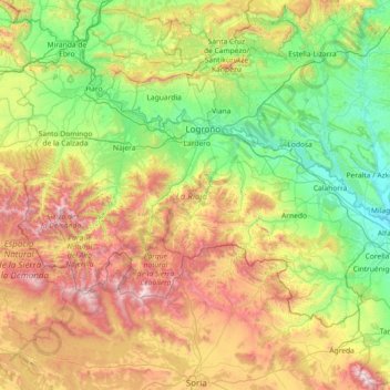 Rioja topographic map, elevation, terrain