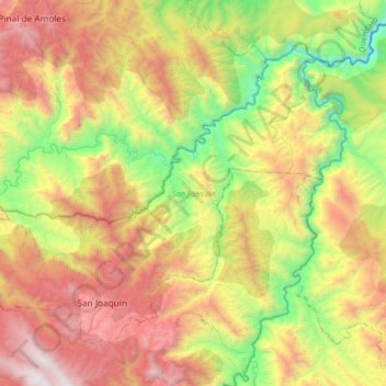 San Joaquín topographic map, elevation, terrain