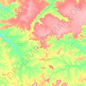 Gilbués topographic map, elevation, terrain
