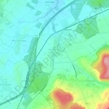 Hindelbank topographic map, elevation, terrain