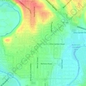 River Oaks topographic map, elevation, terrain