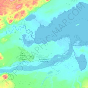 Happy Valley-Goose Bay topographic map, elevation, terrain