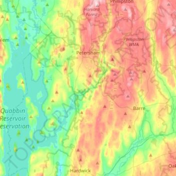Petersham topographic map, elevation, terrain