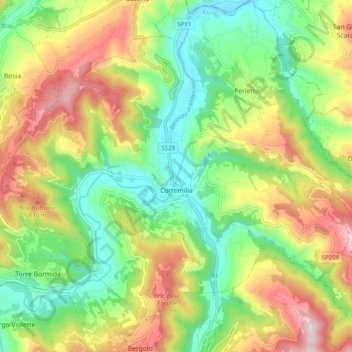 Cortemilia topographic map, elevation, terrain