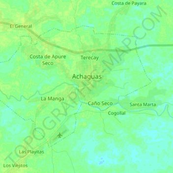 Achaguas topographic map, elevation, terrain