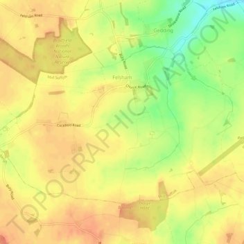 Felsham topographic map, elevation, terrain