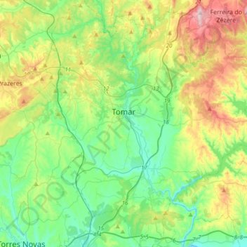 Tomar topographic map, elevation, terrain