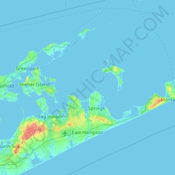 Town of East Hampton topographic map, elevation, terrain
