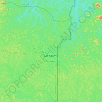 Mongomo topographic map, elevation, terrain