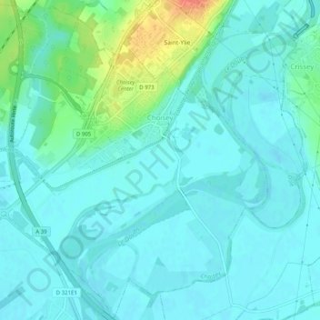Choisey topographic map, elevation, terrain