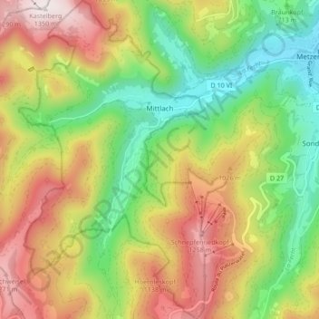 Mittlach topographic map, elevation, terrain