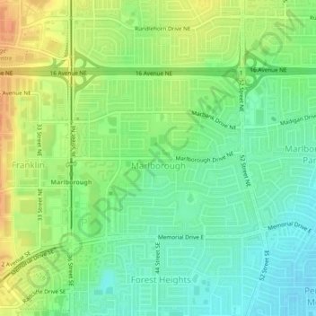 Marlborough topographic map, elevation, terrain