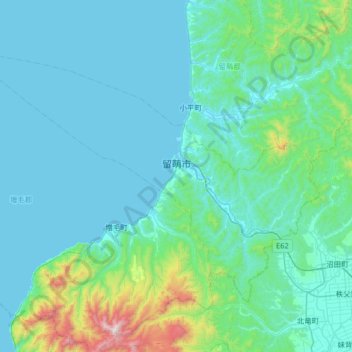 Rumoi topographic map, elevation, terrain