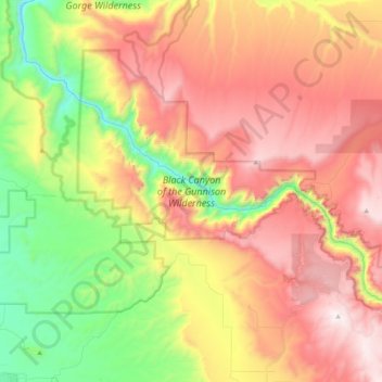 Black Canyon of the Gunnison Wilderness topographic map, elevation, terrain