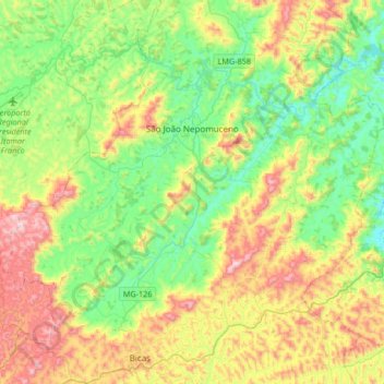 São João Nepomuceno topographic map, elevation, terrain