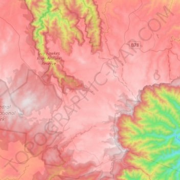 Ebor topographic map, elevation, terrain