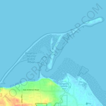 Dungeness Spit topographic map, elevation, terrain