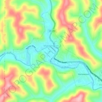 Mannington topographic map, elevation, terrain