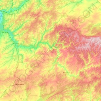 Berd River topographic map, elevation, terrain