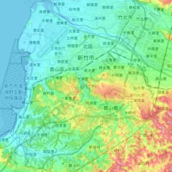 新竹市 topographic map, elevation, terrain