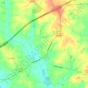 Carnesville topographic map, elevation, terrain