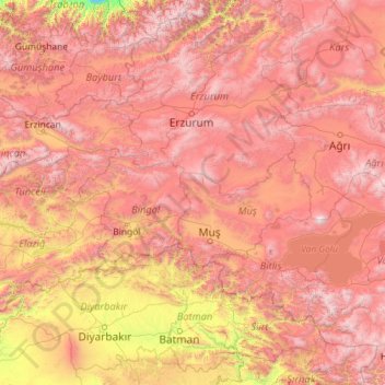 Murat River topographic map, elevation, terrain