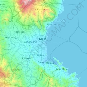 Davao del Sur topographic map, elevation, terrain