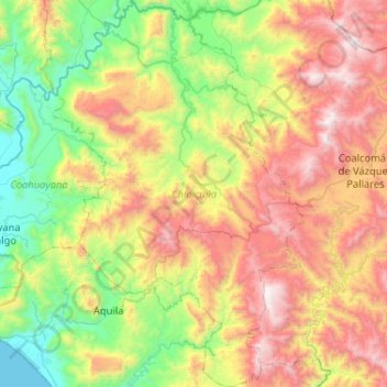 Chinicuila topographic map, elevation, terrain