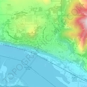 White Salmon topographic map, elevation, terrain