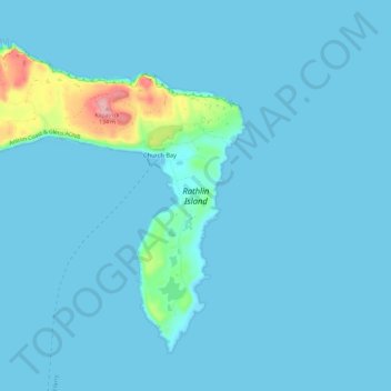 Rathlin Island topographic map, elevation, terrain