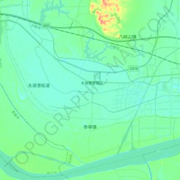 李埠镇 topographic map, elevation, terrain