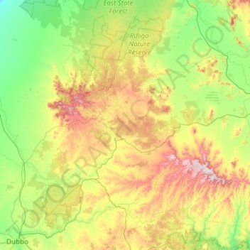 Warrumbungle Shire Council topographic map, elevation, terrain