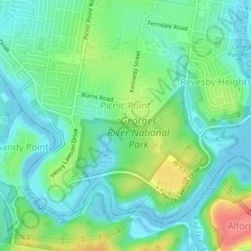 Picnic Point topographic map, elevation, terrain
