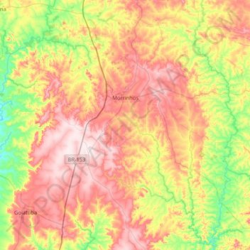 Morrinhos topographic map, elevation, terrain