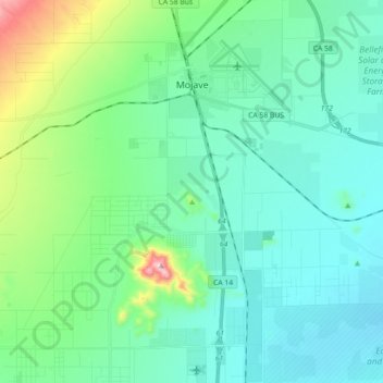 Mojave topographic map, elevation, terrain