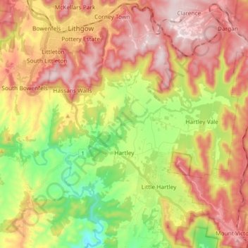Hartley topographic map, elevation, terrain