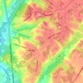 Friendly topographic map, elevation, terrain