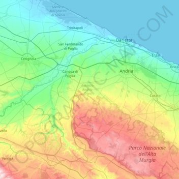 Barletta-Andria-Trani topographic map, elevation, terrain